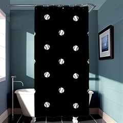 Black And White Baseball Motif Pattern Shower Curtain 36  X 72  (stall)  by dflcprintsclothing