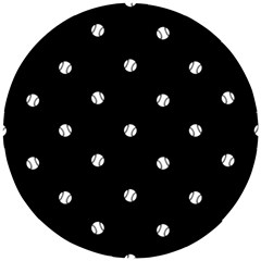 Black And White Baseball Motif Pattern Wooden Puzzle Round by dflcprintsclothing