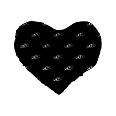 Formula One Black And White Graphic Pattern Standard 16  Premium Flano Heart Shape Cushions by dflcprintsclothing