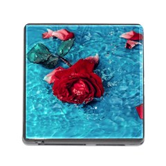 Red Roses In Water Memory Card Reader (square 5 Slot) by Audy