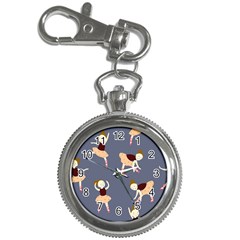 Cute  Pattern With  Dancing Ballerinas On The Blue Background Key Chain Watches by EvgeniiaBychkova