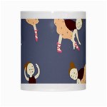 Cute  Pattern With  Dancing Ballerinas On The Blue Background White Mugs Center