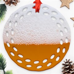 Beer Foam Bubbles Alcohol  Glass Round Filigree Ornament (two Sides) by Amaryn4rt