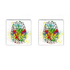 Brain Mind Psychology Idea Hearts Cufflinks (square) by Amaryn4rt