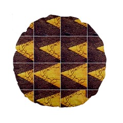 Yellow, Traffic, Cone, Arrow, Cracks, Asphalt  Standard 15  Premium Round Cushions by ScottFreeArt