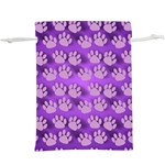 Pattern Texture Feet Dog Purple  Lightweight Drawstring Pouch (XL) Back