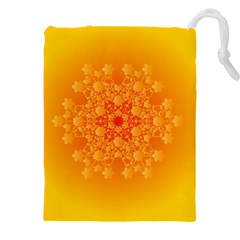 Fractal Yellow Orange Drawstring Pouch (5xl) by Dutashop