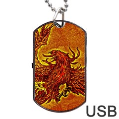 Phoenix Rising Dog Tag Usb Flash (one Side) by ExtraAwesomeSauce