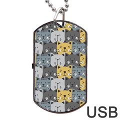 Cute Cat Pattern Dog Tag Usb Flash (two Sides) by ExtraAwesomeSauce