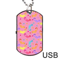 Watercolor Cats Pattern Dog Tag Usb Flash (one Side) by ExtraAwesomeSauce