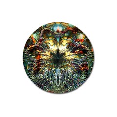 Multicolor Floral Art Copper Patina  Magnet 3  (round) by CrypticFragmentsDesign
