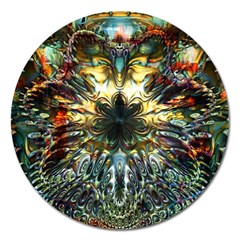 Multicolor Floral Art Copper Patina  Magnet 5  (round) by CrypticFragmentsDesign