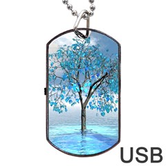Crystal Blue Tree Dog Tag Usb Flash (two Sides) by icarusismartdesigns