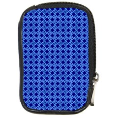 Basket Weave Basket Pattern Blue Compact Camera Leather Case by Dutashop