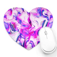 Hot Pink Fuchsia Flower Fantasy  Heart Mousepads by CrypticFragmentsDesign