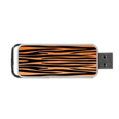Tiger Stripes, Black And Orange, Asymmetric Lines, Wildlife Pattern Portable Usb Flash (one Side) by Casemiro
