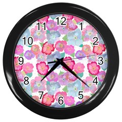 Bright, Joyful Flowers Wall Clock (black) by SychEva