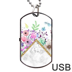 Minimal Gold Marble Bouquet Dog Tag Usb Flash (two Sides) by gloriasanchez