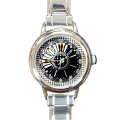 Digital Wheel Round Italian Charm Watch by Sparkle