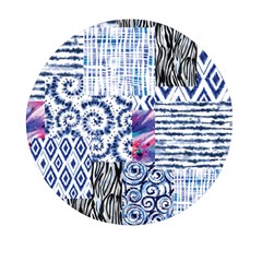 Blue Pastel Print Mini Round Pill Box by designsbymallika