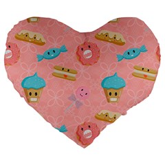 Toothy Sweets Large 19  Premium Heart Shape Cushions by SychEva