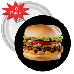 Cheeseburger 3  Buttons (10 Pack)  by snackkingdom