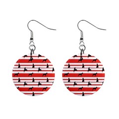 Doberman Dogs On Lines Mini Button Earrings by SychEva