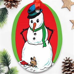 Snowman Oval Ornament (two Sides) by greendevildesigns