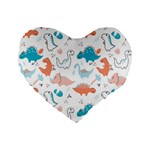 Funny Dinosaurs Kids Standard 16  Premium Flano Heart Shape Cushions Front