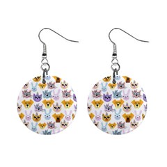 Funny Animal Faces With Glasses On A White Background Mini Button Earrings by SychEva