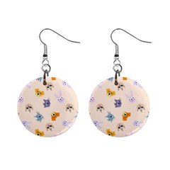 Funny Animal Faces With Glasses Cat Dog Hare Mini Button Earrings by SychEva