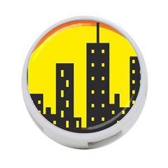 Skyline-city-building-sunset 4-port Usb Hub (two Sides) by Sudhe