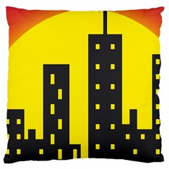 Skyline-city-building-sunset Large Cushion Case (two Sides) by Sudhe