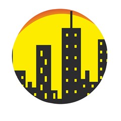 Skyline-city-building-sunset Mini Round Pill Box by Sudhe