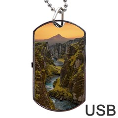 Landscape-cannon-river-mountain Dog Tag Usb Flash (two Sides) by Sudhe