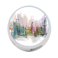 Drawing-watercolor-painting-city 4-port Usb Hub (two Sides) by Sudhe