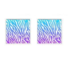 White Tiger Purple & Blue Animal Fur Print Stripes Cufflinks (square) by Casemiro