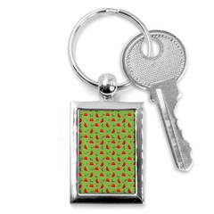 Juicy Slices Of Watermelon On A Green Background Key Chain (rectangle) by SychEva