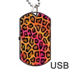 Leopard Print Dog Tag Usb Flash (two Sides) by skindeep