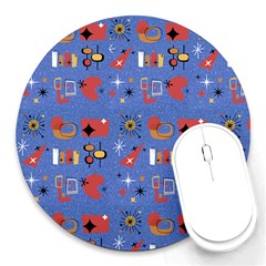 Blue 50s Round Mousepads by NerdySparkleGoth