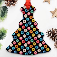 Multicolored Donuts On A Black Background Christmas Tree Ornament (two Sides) by SychEva
