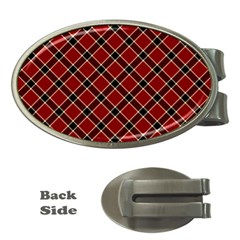 Dark Red Tartan, Retro Buffalo Plaid, Tiled Pattern Money Clips (oval)  by Casemiro