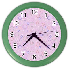 Multicolored Circles On A Pink Background Color Wall Clock by SychEva