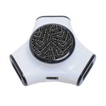 Black And White Modern Intricate Ornate Pattern 3-Port USB Hub Front
