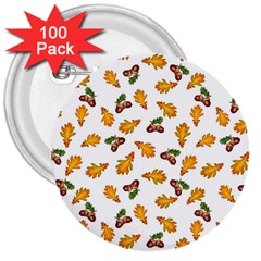 Oak Leaves And Acorns 3  Buttons (100 Pack)  by SychEva