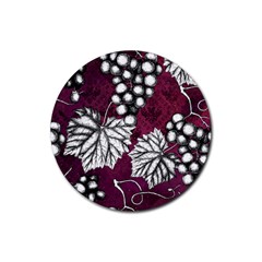 Grapes On Purple Rubber Coaster (round) by Pixelchicken