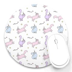 Unicorn Cats Pattern 2 Round Mousepads by Littlebird