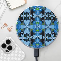 Rare Excotic Blue Flowers In The Forest Of Calm And Peace Wireless Charger by pepitasart