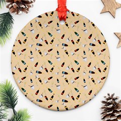 Festive Champagne Round Ornament (two Sides) by SychEva
