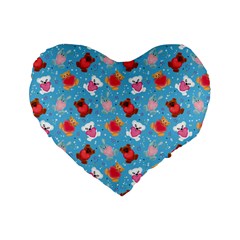 Cute Cats And Bears Standard 16  Premium Flano Heart Shape Cushions by SychEva